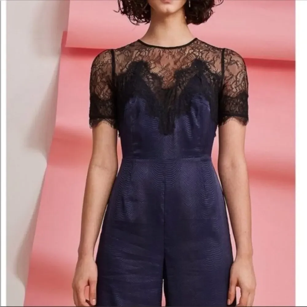 NEW Foxiedox Nixie Lace Wide Leg Illusion Neck Jumpsuit, NWT, Size XS, MSRP $189